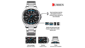 Reloj Curren 8455 Plateado - Metálico de Hombre