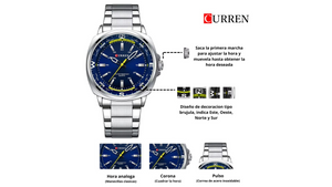 Reloj Curren 8455 Plateado - Metálico de Hombre