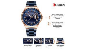Reloj Curren 8375 Azul/Oro Rosa - Metálico de Hombre