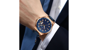 Reloj Curren 8375 Azul/Oro Rosa - Metálico de Hombre