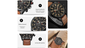 Reloj Curren 8250 Café/Negro - Cuero de Hombre