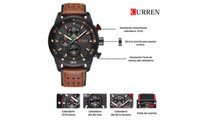Reloj Curren 8250 Café/Negro - Cuero de Hombre