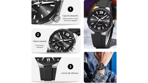 Reloj Curren 8465 Plateado/Negro - Plástico de Hombre