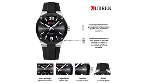 Reloj Curren 8465 Plateado/Negro - Plástico de Hombre