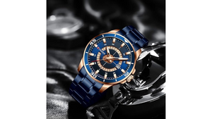 Reloj Curren 8359 Azul/Oro Rosa - Metálico de Hombre