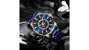 Reloj Curren 8359 Azul/Oro Rosa - Metálico de Hombre