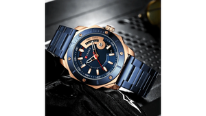Reloj Curren 8344 Azul/Oro Rosa - Metálico de Hombre