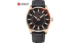 Reloj Curren 8390 Oro Rosa/Negro - Cuero de Hombre