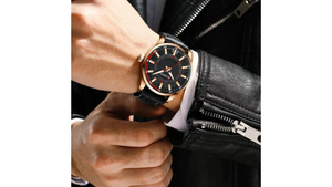 Reloj Curren 8390 Oro Rosa/Negro - Cuero de Hombre