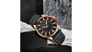 Reloj Curren 8390 Oro Rosa/Negro - Cuero de Hombre