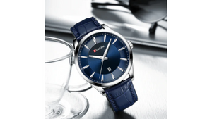 Reloj Curren 8365 Azul/Plateado - Cuero de Hombre