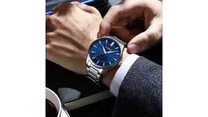 Reloj Curren 8365 Azul/Plateado - Cuero de Hombre