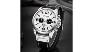 Reloj Curren 8314 Negro/Plateado - Cuero de Hombre