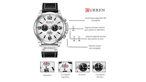 Reloj Curren 8314 Negro/Plateado - Cuero de Hombre
