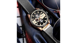 Reloj Curren 8394 Negro/Oro Rosa - Cuero de Hombre
