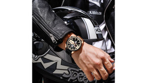 Reloj Curren 8394 Negro/Oro Rosa - Cuero de Hombre