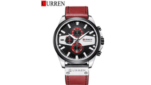 Reloj Curren 8394 Vinotinto/Plateado - Cuero de Hombre