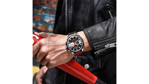 Reloj Curren 8394 Vinotinto/Plateado - Cuero de Hombre
