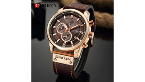 Reloj Curren 8291 Vinotinto/Oro Rosa - Cuero de Hombre