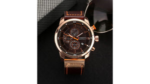 Reloj Curren 8291 Vinotinto/Oro Rosa - Cuero de Hombre