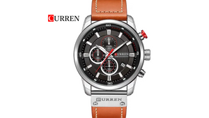 Reloj Curren 8291 Café Claro/Plateado - Cuero de Hombre