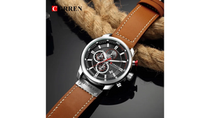 Reloj Curren 8291 Café Claro/Plateado - Cuero de Hombre