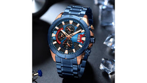 Reloj Curren 8401 Azul/Oro Rosa - Metálico de Hombre