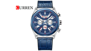 Reloj Curren 8392 Azul/Plateado - Cuero de Hombre