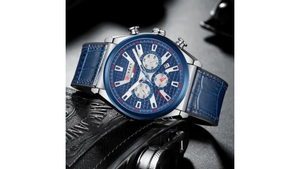 Reloj Curren 8392 Azul/Plateado - Cuero de Hombre