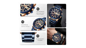 Reloj Curren 8337 Azul/Oro Rosa - Metálico de Hombre
