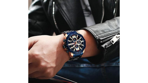 Reloj Curren 8336 Azul/Oro Rosa - Metálico de Hombre