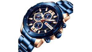 Reloj Curren 8336 Azul/Oro Rosa - Metálico de Hombre