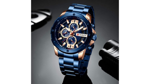 Reloj Curren 8336 Azul/Oro Rosa - Metálico de Hombre