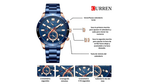 Reloj Curren 8417 Azul/Oro Rosa - Metálico de Hombre