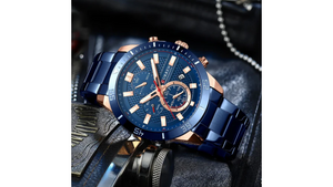 Reloj Curren 8417 Azul/Oro Rosa - Metálico de Hombre
