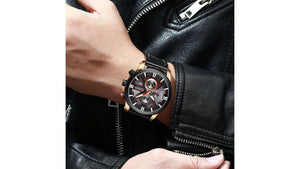 Reloj Curren 8346 Negro/Oro Rosa - Cuero de Hombre