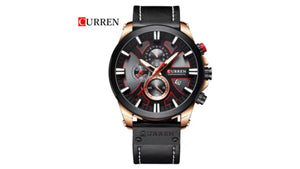 Reloj Curren 8346 Negro/Oro Rosa - Cuero de Hombre