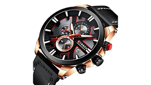 Reloj Curren 8346 Negro/Oro Rosa - Cuero de Hombre
