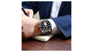 Reloj Curren 8362 Azul/Oro Rosa - Metálico de Hombre