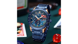 Reloj Curren 8410 Azul/Oro Rosa - Metálico de Hombre