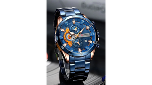 Reloj Curren 8402 Oro Rosa/Azul Metálico de Hombre