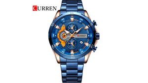 Reloj Curren 8402 Oro Rosa/Azul Metálico de Hombre