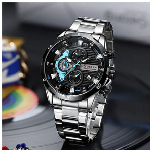 Curren 8402 Plateado/Azul - Metálico de Hombre