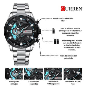 Curren 8402 Plateado/Azul - Metálico de Hombre