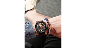 Reloj Curren 8380 Vinotinto/Oro Rosa - Cuero de Hombre