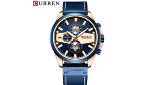 Reloj Curren 8394 Azul/Oro Rosa - Cuero de Hombre
