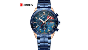 Reloj Curren 8410 Oro Rosa/Azul - Metálico de Hombre