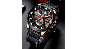 Reloj Curren 8346 Negro/Oro Rosa - Cuero de Hombre