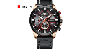 Reloj Curren 8346 Negro/Oro Rosa - Cuero de Hombre