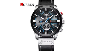 Reloj Curren 8346 Negro/Plateado - Cuero de Hombre